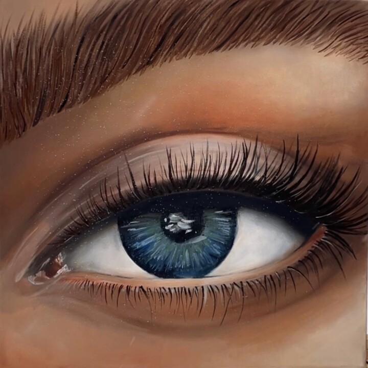 Картина под названием "eye" - Анна Климова, Подлинное произведение искусства, Масло Установлен на Деревянная рама для носилок