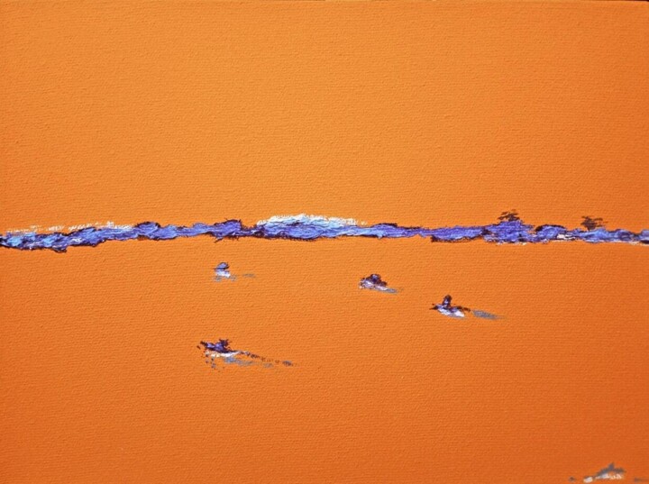 Картина под названием "Рыбаки на закате" - Анна Корнилина, Подлинное произведение искусства, Масло