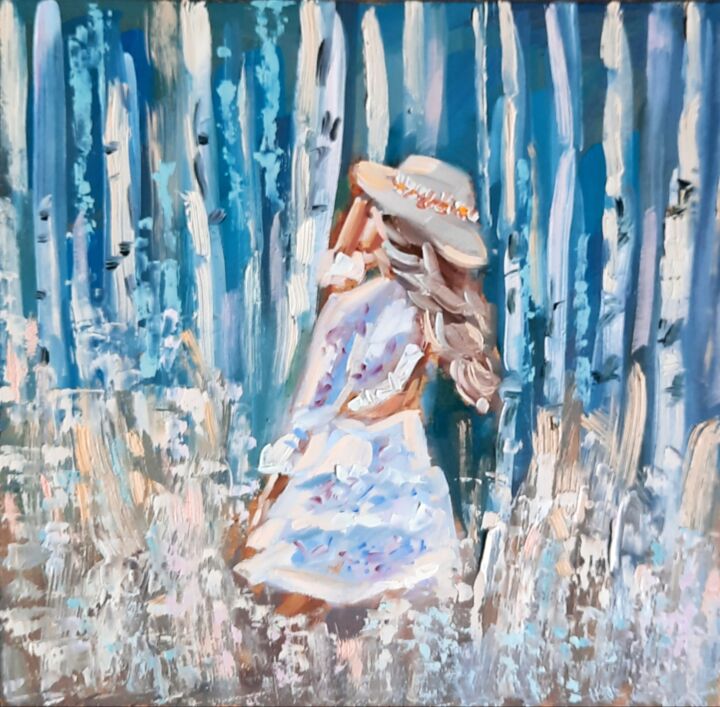 Картина под названием "Birches" - Anna Krivtsova, Подлинное произведение искусства, Масло