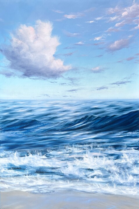 Картина под названием "Wave" - Anna Kulak, Подлинное произведение искусства, Масло Установлен на Деревянная рама для носилок