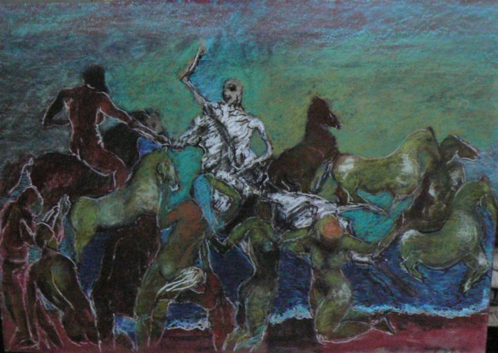 Rysunek zatytułowany „Nixes and death” autorstwa Anna Langowski, Oryginalna praca, Pastel