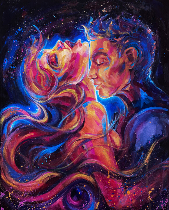 Painting titled "Kissing you" by Anna Lazar, Original Artwork, Oil
