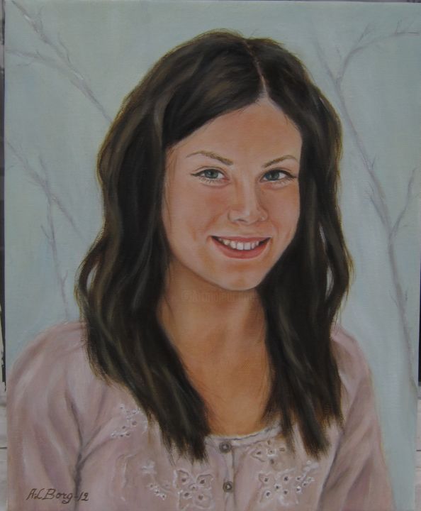 Painting titled "Greta" by Anna-Lena Borg, Original Artwork, Oil