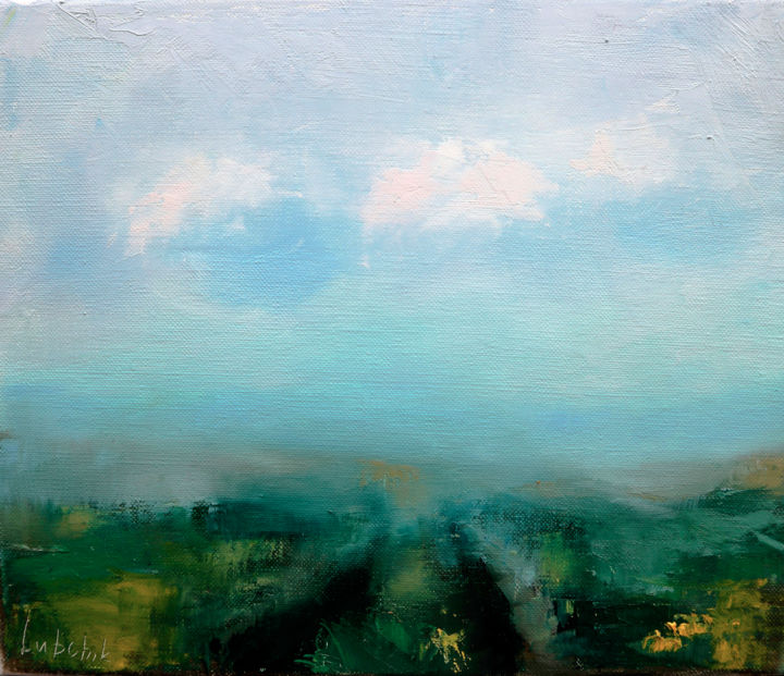 Painting titled "Clouds landscape pa…" by Lubchik, Original Artwork, Oil