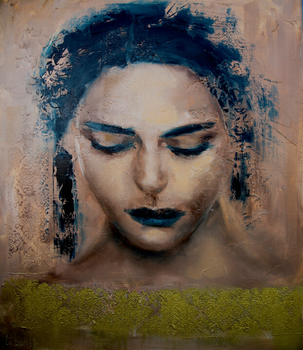 Woman Painting Portrait Sad Girl Face Ar, Painting by Lubchik | Artmajeur