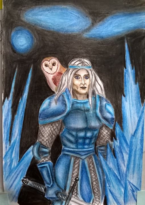 Drawing titled "The king of cold" by Anna Maksymiv, Original Artwork, Conté