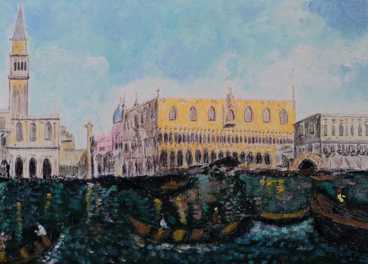 Pittura intitolato "venezia-omaggio-a-c…" da Anna Maria Nemeh Anastasio, Opera d'arte originale