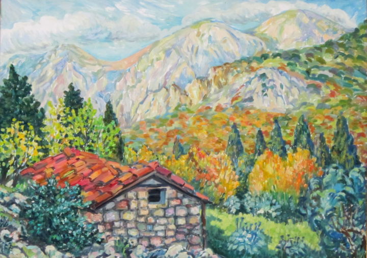 Pintura intitulada "Montenegrin landsca…" por Anna Mikheeva, Obras de arte originais, Óleo