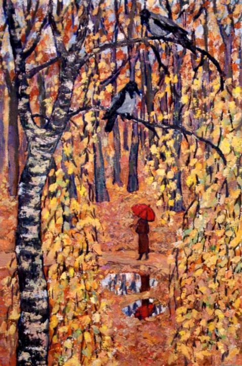 Painting titled "Moscow autumn" by Anna Mikheeva, Original Artwork, Oil