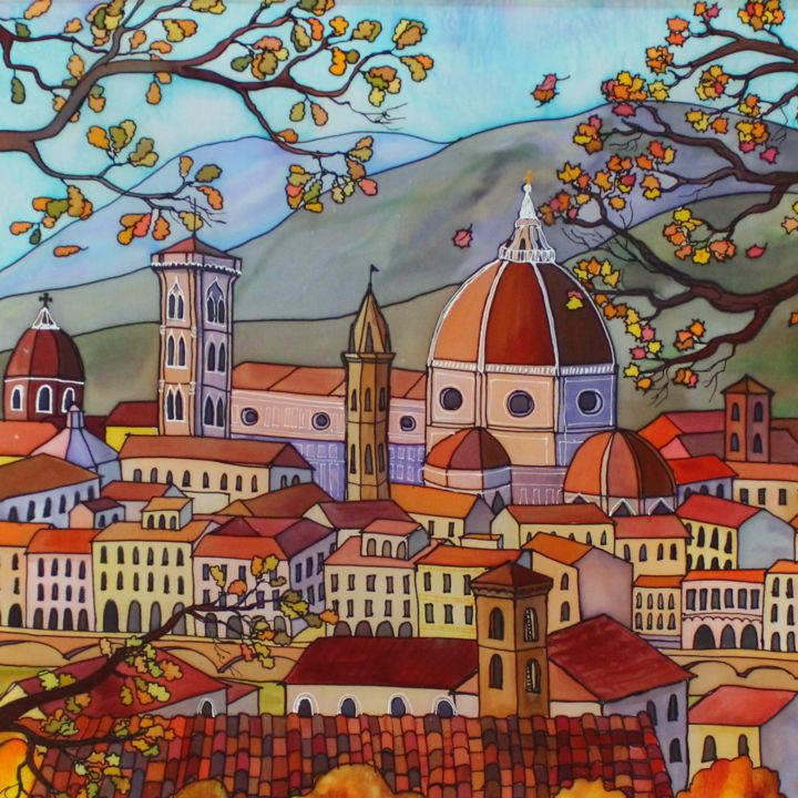 Painting titled "View of the autumn…" by Anna Mikheeva, Original Artwork, Other