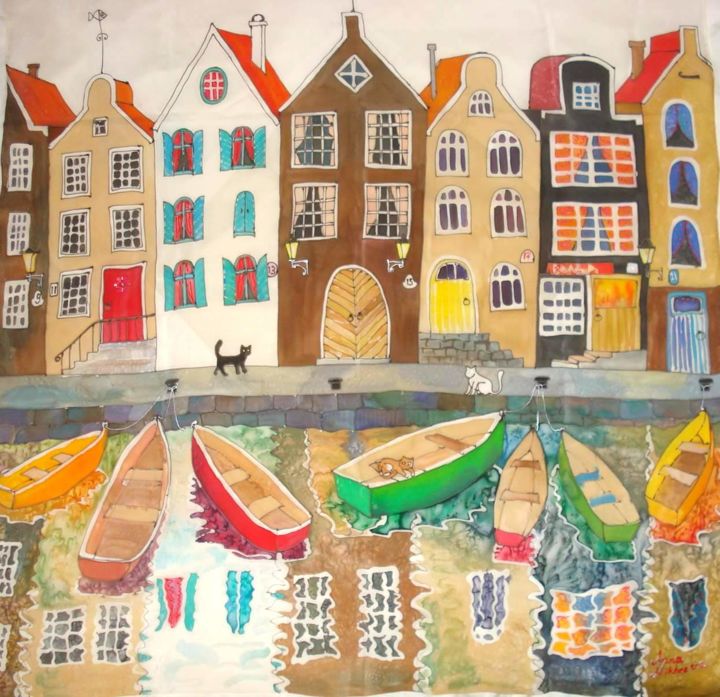 Painting titled "Amsterdam" by Anna Mikheeva, Original Artwork, Other