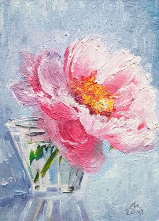 Painting titled "Flower" by Anna Morozko, Original Artwork, Oil