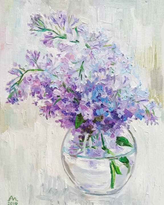 Painting titled "Lilac" by Anna Morozko, Original Artwork, Oil
