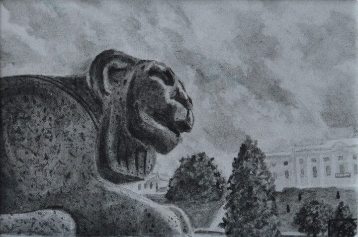 Malarstwo zatytułowany „Каменный страж. Сер…” autorstwa Анна Муравьева, Oryginalna praca, Pigmenty