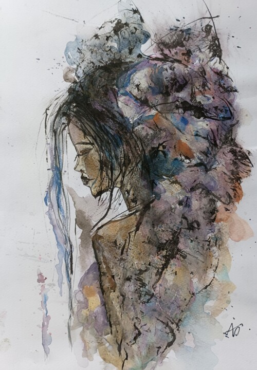 Painting titled "Мечтание" by Anna Mytavska (Cabrerra), Original Artwork, Ink