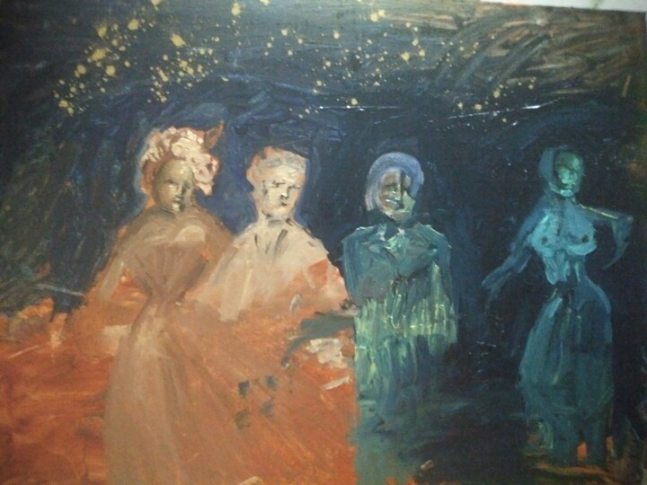 Картина под названием "Day and night." - Anna Nikitina, Подлинное произведение искусства, Масло