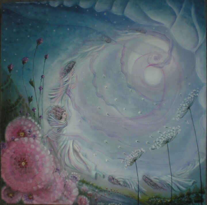 Painting titled "flower duet" by Anna Nuzzo, Original Artwork, Oil