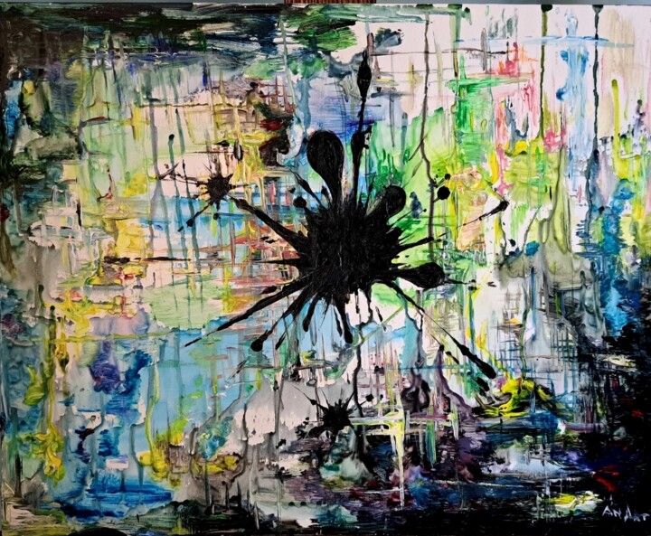 Zeichnungen mit dem Titel "Black Spot" von Anna Oleinik (Anarta), Original-Kunstwerk, Acryl