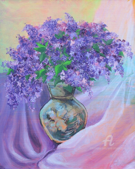 Schilderij getiteld "LILAC" door Anna Pavlovich-Naneva, Origineel Kunstwerk, Olie