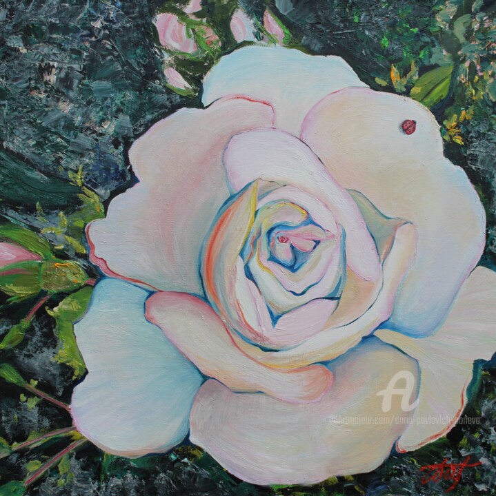 Painting titled "Rose tenderness" by Anna Pavlovich-Naneva, Original Artwork, Oil
