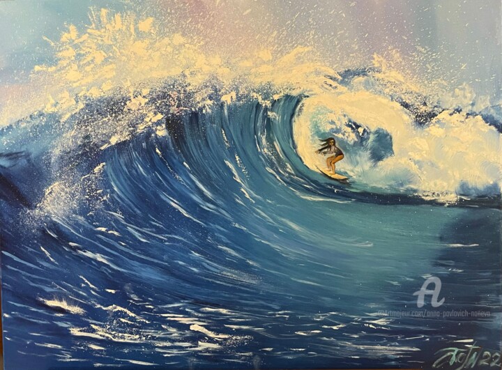 Painting titled "The wave" by Anna Pavlovich-Naneva, Original Artwork, Oil