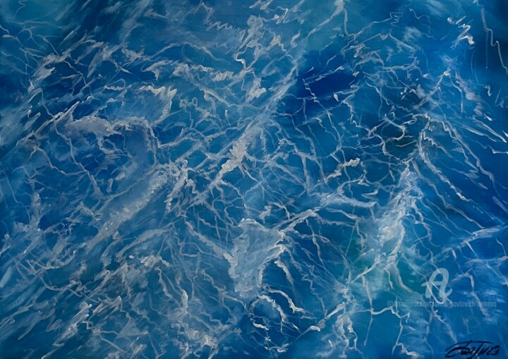 Картина под названием "The sea" - Anna Pavlovich-Naneva, Подлинное произведение искусства, Масло Установлен на Деревянная ра…