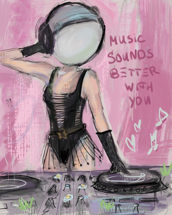数字艺术 标题为“Music sounds better…” 由Anna Polani, 原创艺术品, 数字油画