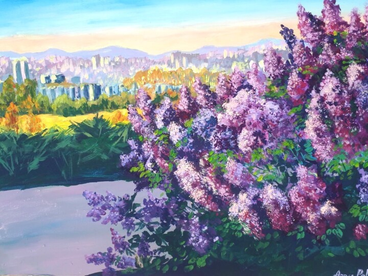 Painting titled "Lilac. Ankara" by Anna Polat, Original Artwork, Acrylic