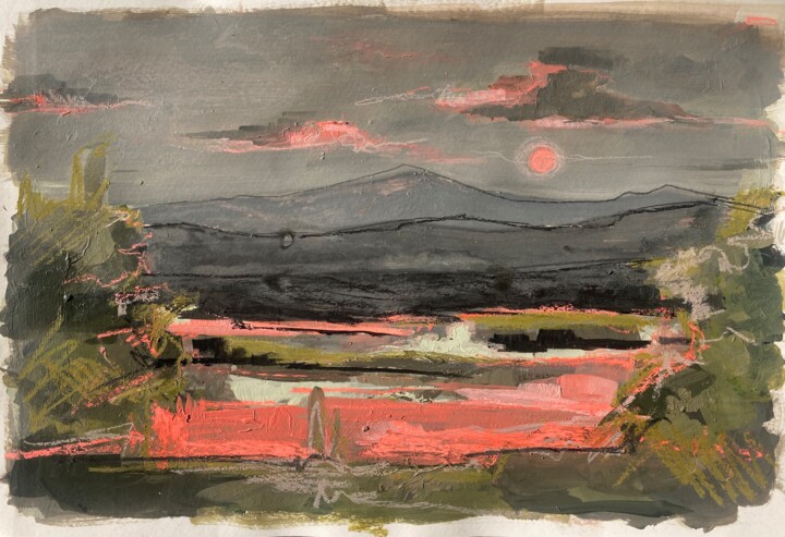 Pintura intitulada "Sunrise in the moun…" por Anna Prykhodko, Obras de arte originais, Acrílico