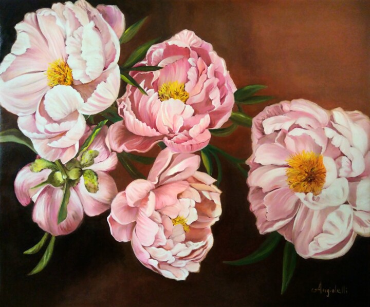 Pintura titulada "Peonie" por Anna Rita Angiolelli, Obra de arte original, Oleo Montado en Bastidor de camilla de madera