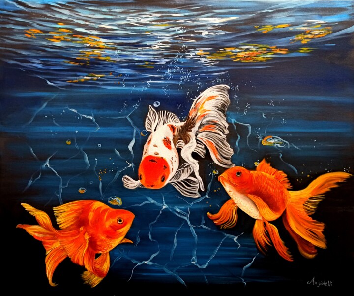 Pintura intitulada "Aquarium" por Anna Rita Angiolelli, Obras de arte originais, Óleo Montado em Armação em madeira
