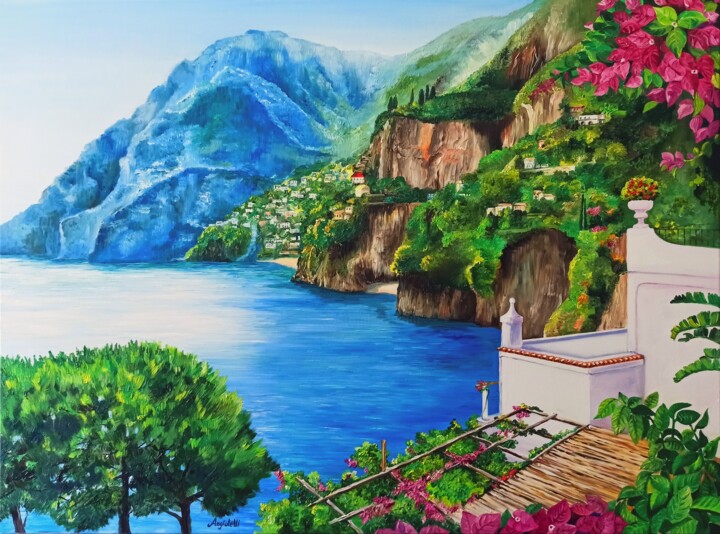 Pintura titulada "Wonderful coast - P…" por Anna Rita Angiolelli, Obra de arte original, Oleo Montado en Bastidor de camilla…