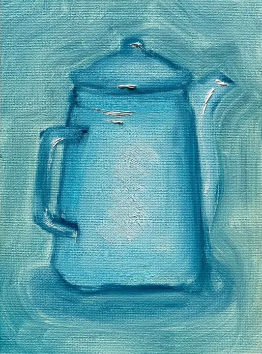 Painting titled "Coffee Pot" by Anna Sea, Original Artwork, Oil