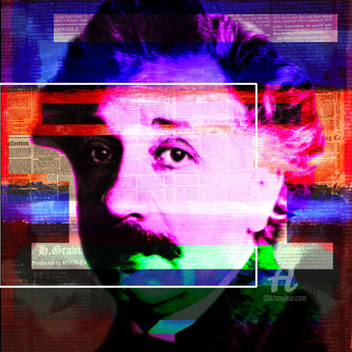 Digital Arts titled "Pop art Einstein" by Anna Serebrenoya, Original Artwork, 2D Digital Work