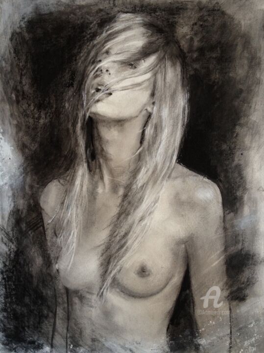 Рисунок под названием "Respire" - Anna Shpotina Peccoud, Подлинное произведение искусства, Древесный уголь