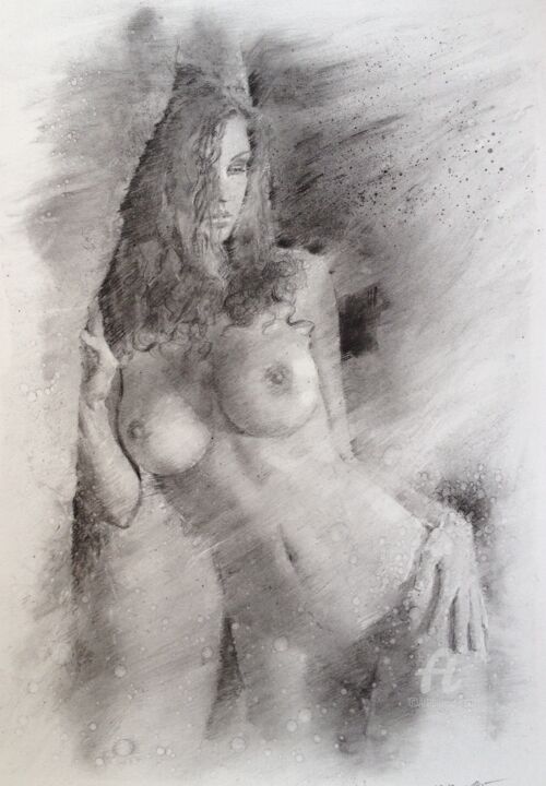 Drawing titled "Sublime et soleil." by Anna Shpotina Peccoud, Original Artwork, Charcoal