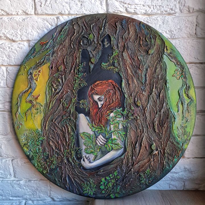 Картина под названием "Keeper" - Anna Shuvaeva, Подлинное произведение искусства, Акрил Установлен на Деревянная рама для но…