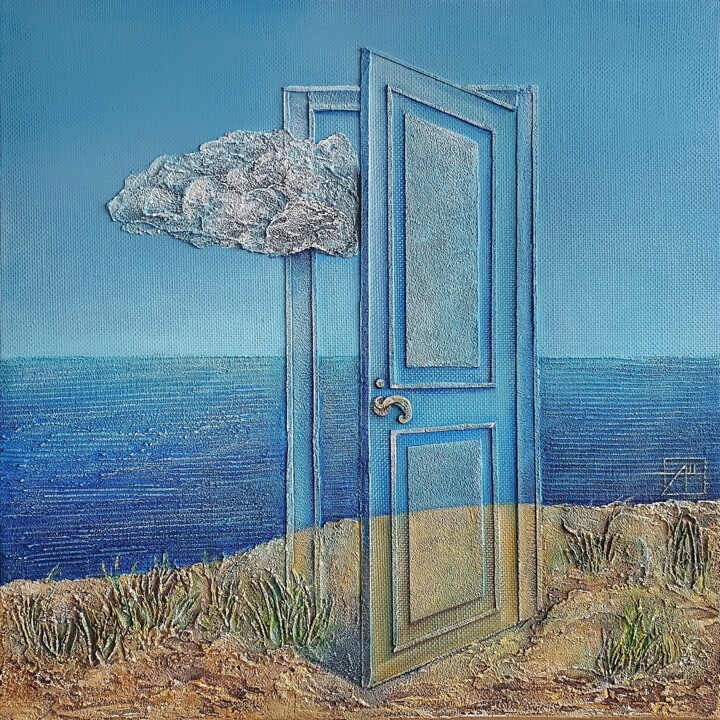 Peinture intitulée "Magritte's Cloud" par Anna Shuvaeva, Œuvre d'art originale, Acrylique Monté sur Châssis en bois