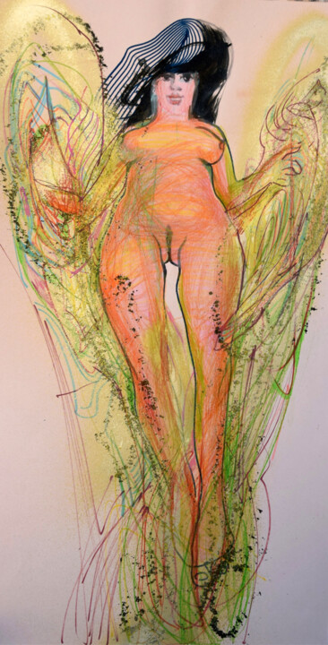 Картина под названием "Женщина бабочка" - Anna Skorko, Подлинное произведение искусства, Акрил
