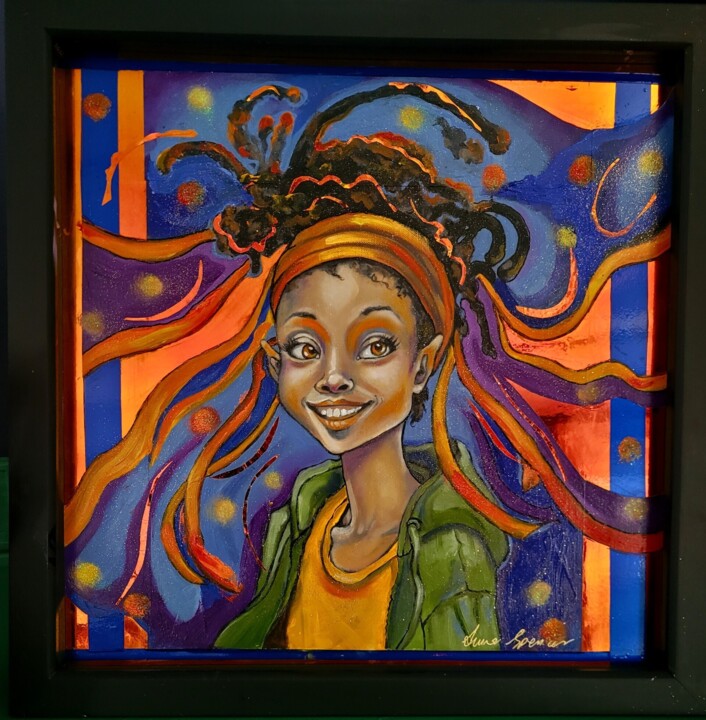 Painting titled "Lovable" by Anna Spencer, Original Artwork, Oil Mounted on Wood Panel