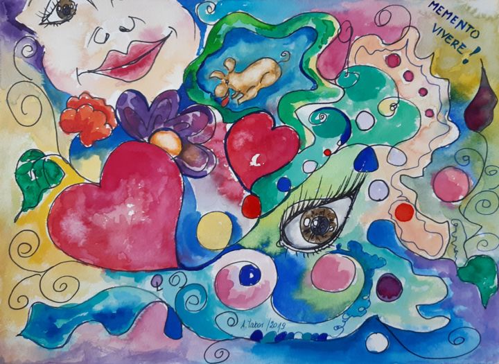 Painting titled ""Memento vivere"" by Anna Tabor, Original Artwork, Watercolor