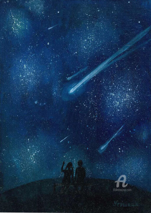 Картина под названием "Starfall for two" - Anna Ugusheva, Подлинное произведение искусства, Масло