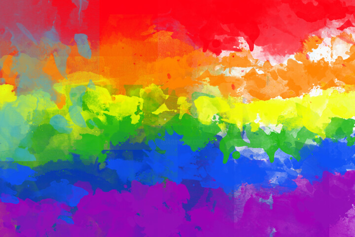 Arts numériques intitulée "LGBTQ flag. A rainb…" par Anna Vaasi, Œuvre d'art originale, Peinture numérique