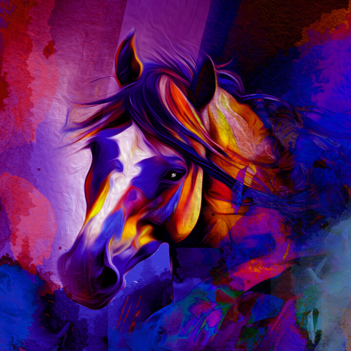 Digital Arts με τίτλο "Horse portrait in p…" από Anna Vaasi, Αυθεντικά έργα τέχνης, Ψηφιακή ζωγραφική