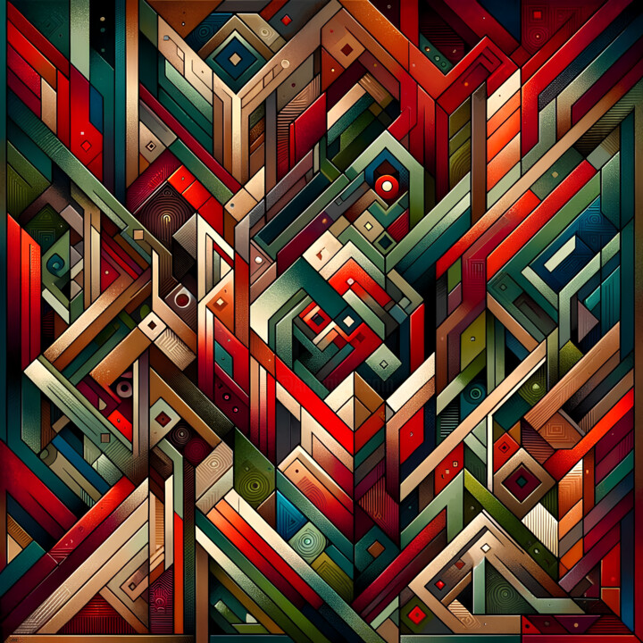 Digital Arts titled "Autumn geometry #5" by Anna Werth, Original Artwork, 2D Digital Work