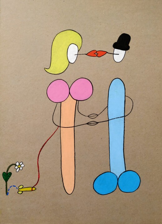 Dibujo titulada "Dating in Paris" por Anna Zhuleva, Obra de arte original, Pastel