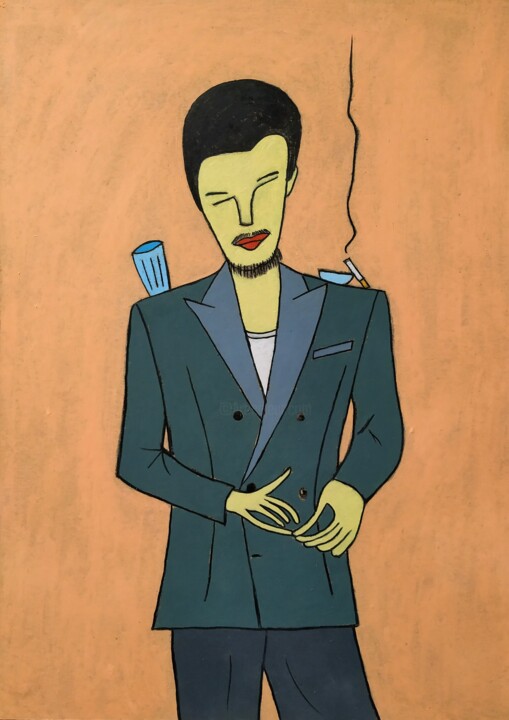 Dessin intitulée "The man with the lo…" par Anna Zhuleva, Œuvre d'art originale, Pastel