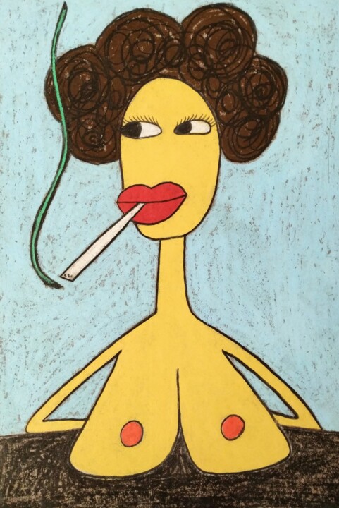 Рисунок под названием "Sunday tits" - Анна Жулева, Подлинное произведение искусства, Пастель