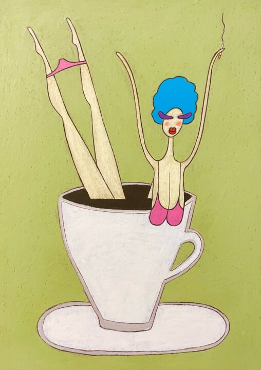 Рисунок под названием "Lady in americano" - Анна Жулева, Подлинное произведение искусства, Пастель
