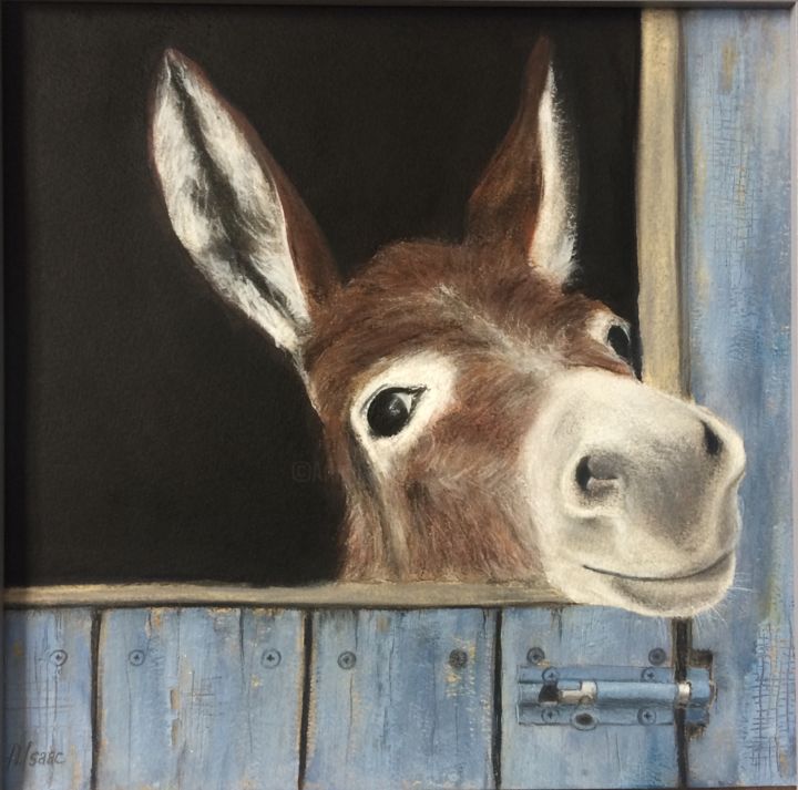 Painting titled "Donkey" by Anna Isaac, Original Artwork, Pastel